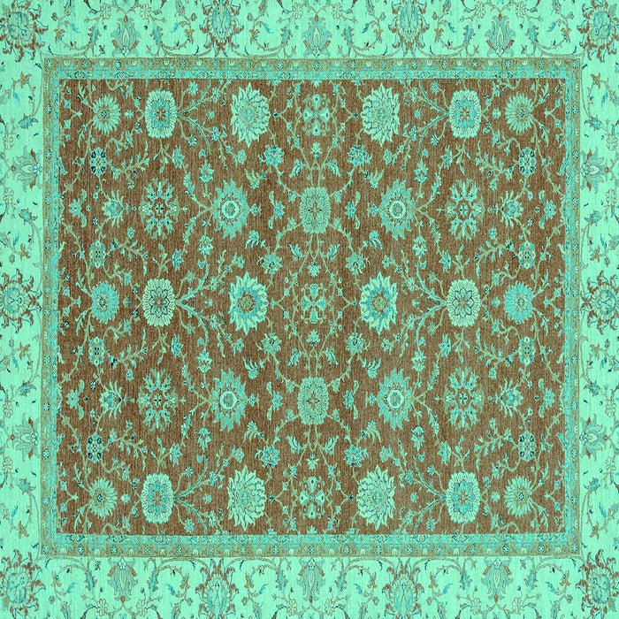 Square Machine Washable Oriental Turquoise Traditional Area Rugs, wshabs2759turq