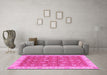 Machine Washable Oriental Pink Traditional Rug in a Living Room, wshabs2759pnk