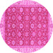 Round Machine Washable Oriental Pink Traditional Rug, wshabs2759pnk