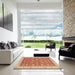 Square Abstract Red Oriental Rug in a Living Room, abs2759