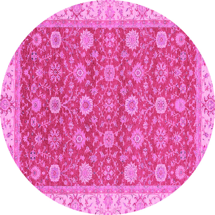Round Oriental Pink Traditional Rug, abs2759pnk