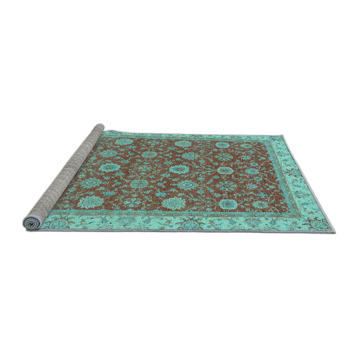 Sideview of Machine Washable Oriental Light Blue Traditional Rug, wshabs2759lblu