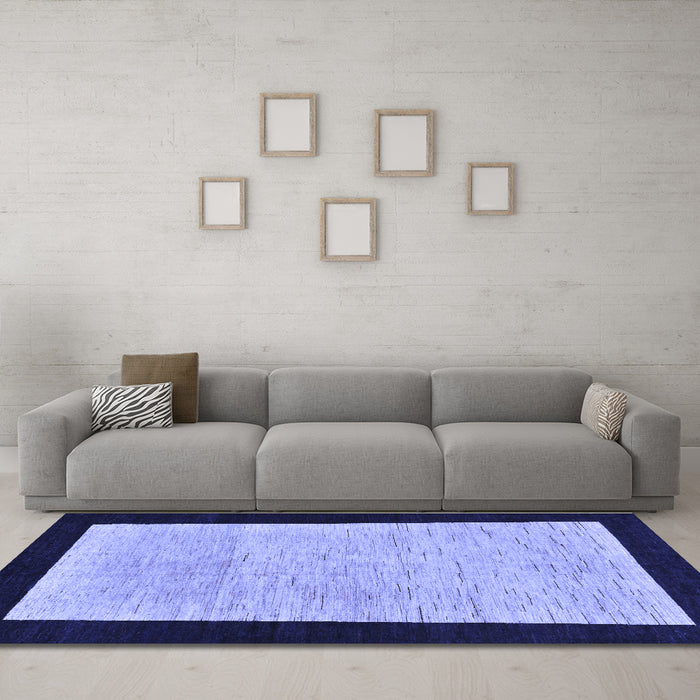 Machine Washable Oriental Blue Modern Rug in a Living Room, wshabs275blu