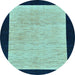 Round Machine Washable Oriental Light Blue Modern Rug, wshabs275lblu