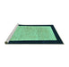 Sideview of Machine Washable Oriental Turquoise Modern Area Rugs, wshabs275turq