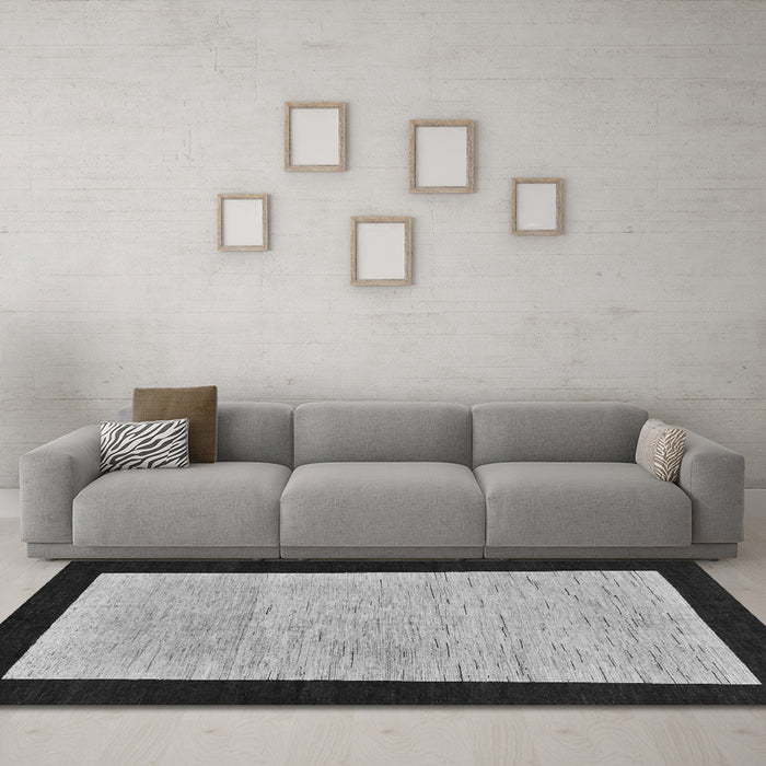 Machine Washable Oriental Gray Modern Rug in a Living Room,, wshabs275gry