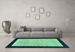 Machine Washable Oriental Turquoise Modern Area Rugs in a Living Room,, wshabs275turq