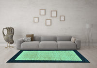 Machine Washable Oriental Turquoise Modern Rug, wshabs275turq