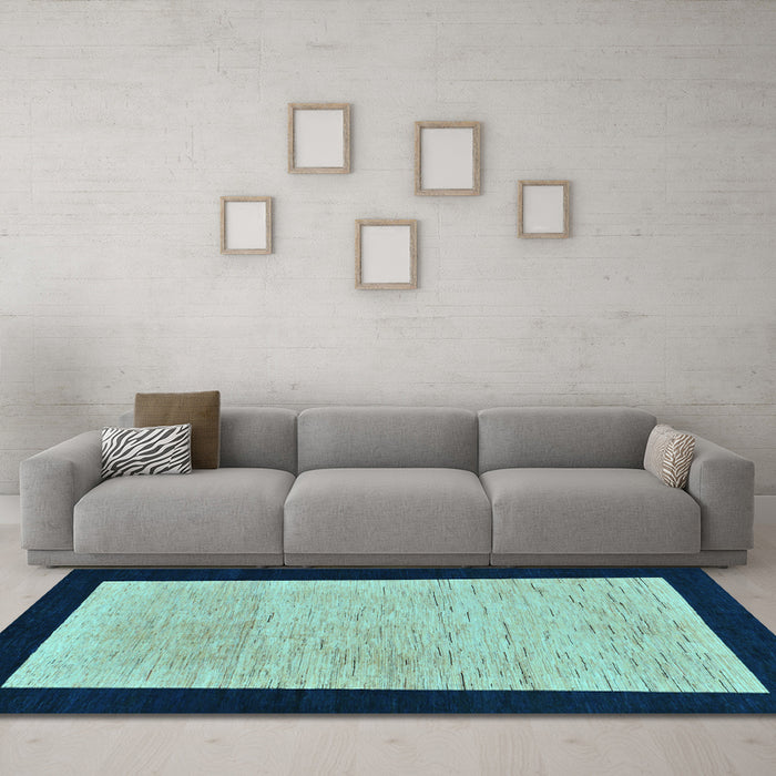Machine Washable Oriental Light Blue Modern Rug in a Living Room, wshabs275lblu