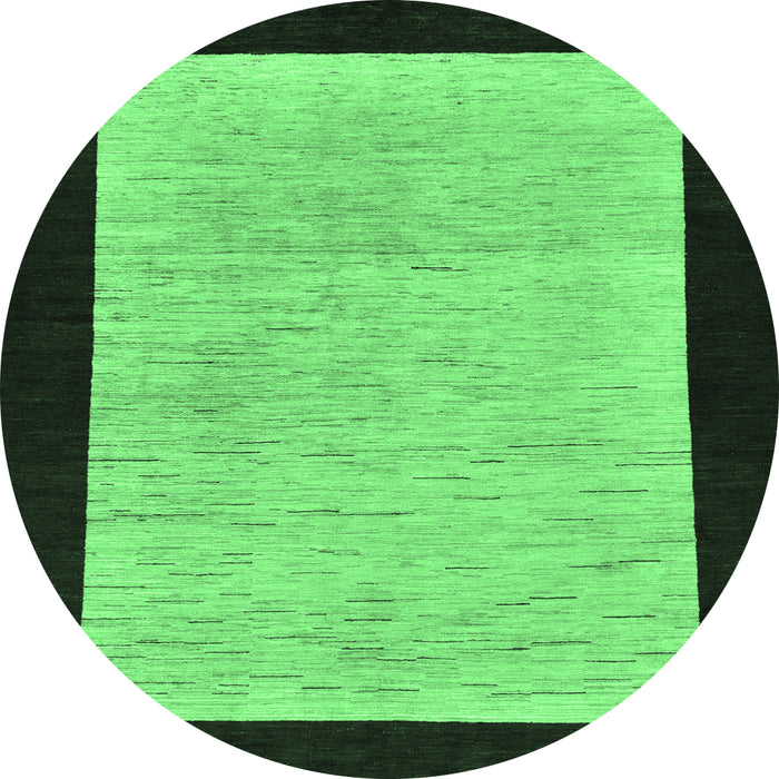 Round Machine Washable Oriental Emerald Green Modern Area Rugs, wshabs275emgrn