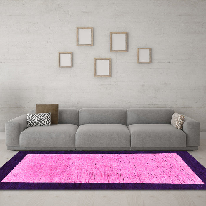 Machine Washable Oriental Pink Modern Rug in a Living Room, wshabs275pnk