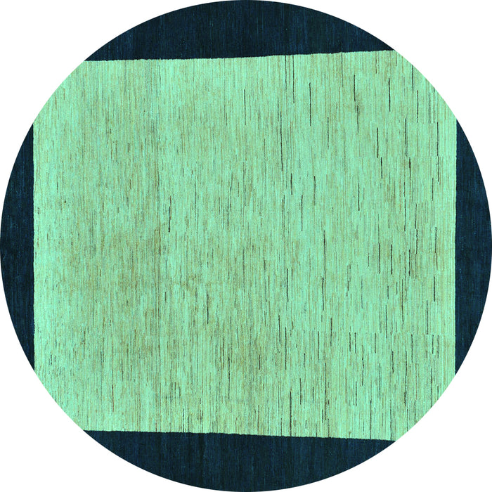 Round Machine Washable Oriental Turquoise Modern Area Rugs, wshabs275turq