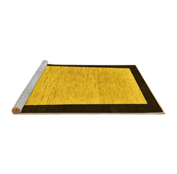 Sideview of Machine Washable Oriental Yellow Modern Rug, wshabs275yw