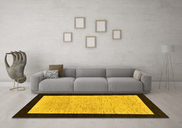 Machine Washable Oriental Yellow Modern Rug in a Living Room, wshabs275yw
