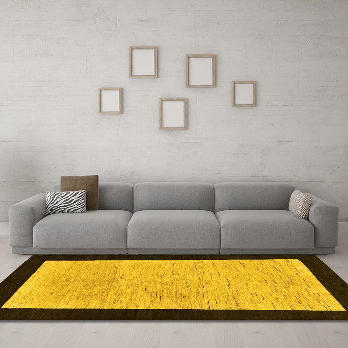 Machine Washable Oriental Yellow Modern Rug in a Living Room, wshabs275yw