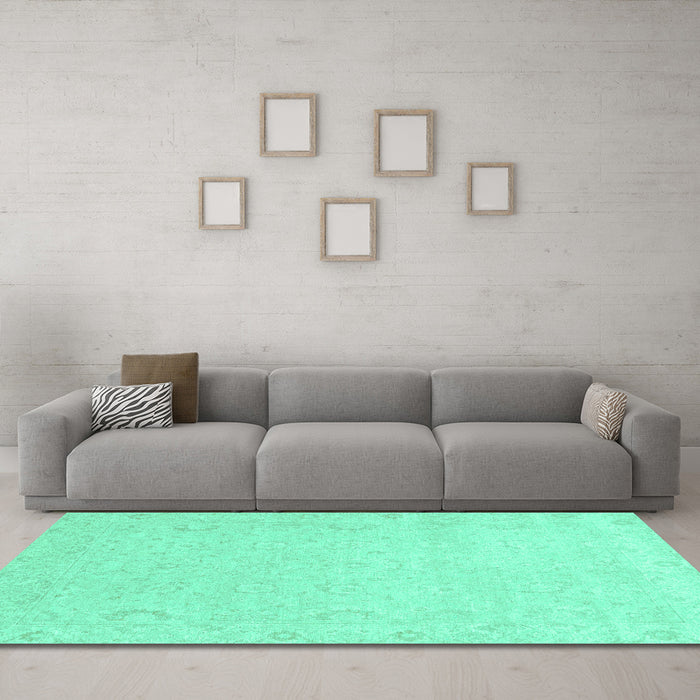 Machine Washable Abstract Turquoise Modern Area Rugs in a Living Room,, wshabs2760turq