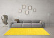 Machine Washable Abstract Yellow Modern Rug in a Living Room, wshabs2760yw