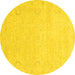 Round Abstract Yellow Modern Rug, abs2760yw