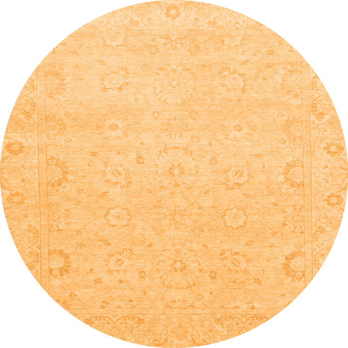 Round Machine Washable Abstract Orange Modern Area Rugs, wshabs2760org
