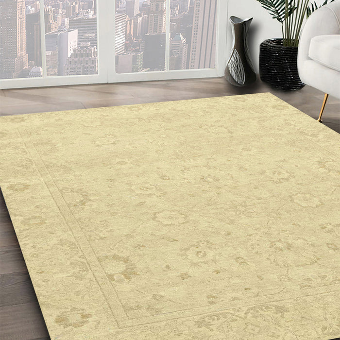 Abstract Brown Gold Modern Rug in Family Room, abs2760