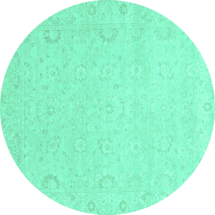 Round Abstract Turquoise Modern Rug, abs2760turq
