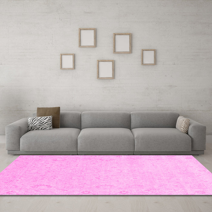 Machine Washable Abstract Pink Modern Rug in a Living Room, wshabs2760pnk