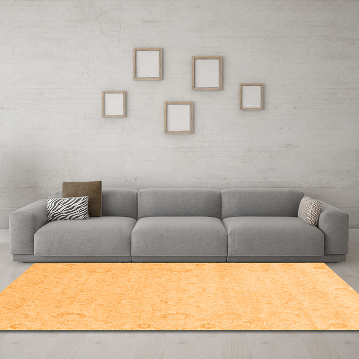 Machine Washable Abstract Orange Modern Area Rugs in a Living Room, wshabs2760org