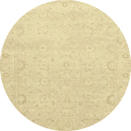 Round Machine Washable Abstract Brown Gold Rug, wshabs2760