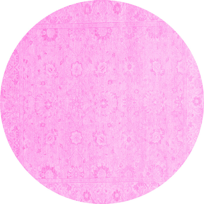 Round Machine Washable Abstract Pink Modern Rug, wshabs2760pnk