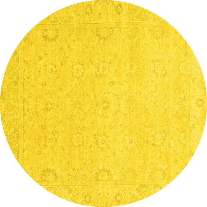 Round Machine Washable Abstract Yellow Modern Rug, wshabs2760yw