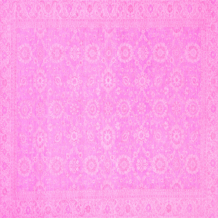 Square Machine Washable Oriental Pink Traditional Rug, wshabs2761pnk