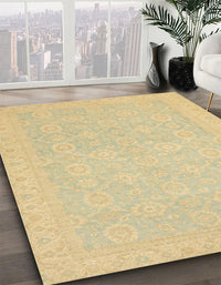 Abstract Metallic Gold Oriental Rug, abs2761