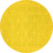 Round Machine Washable Oriental Yellow Traditional Rug, wshabs2761yw