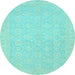 Round Machine Washable Oriental Light Blue Traditional Rug, wshabs2761lblu