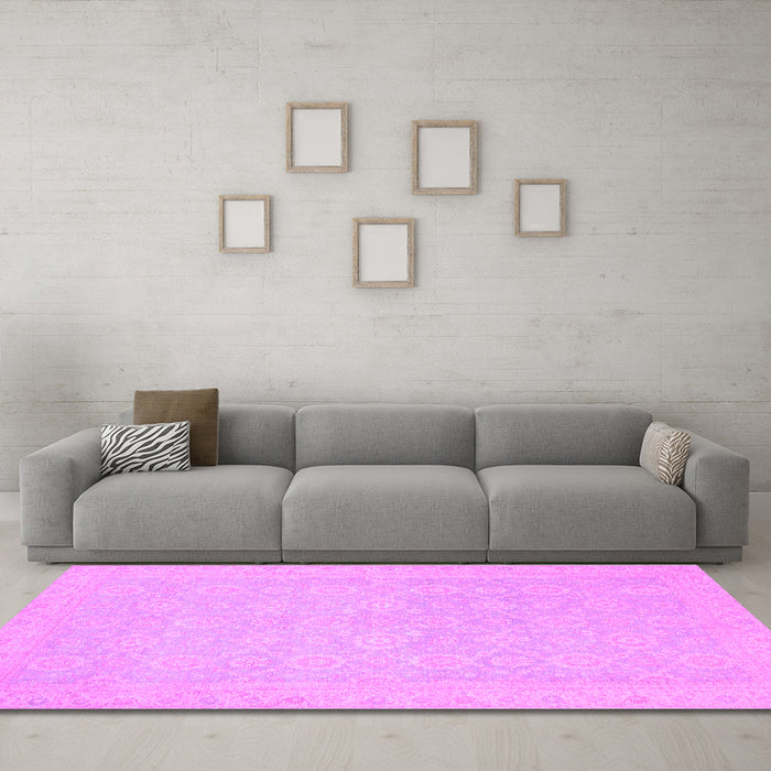 Machine Washable Oriental Purple Traditional Area Rugs in a Living Room, wshabs2761pur