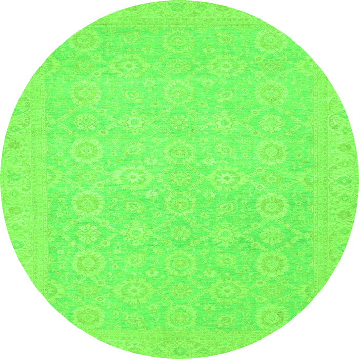 Round Oriental Green Traditional Rug, abs2761grn