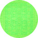 Round Oriental Green Traditional Rug, abs2761grn