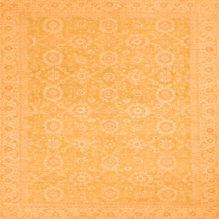 Square Machine Washable Oriental Orange Traditional Area Rugs, wshabs2761org
