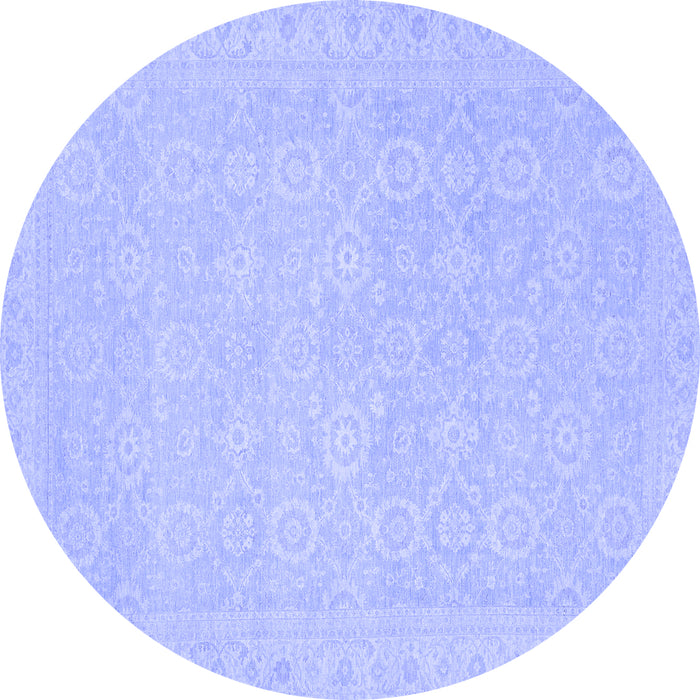Round Machine Washable Oriental Blue Traditional Rug, wshabs2761blu