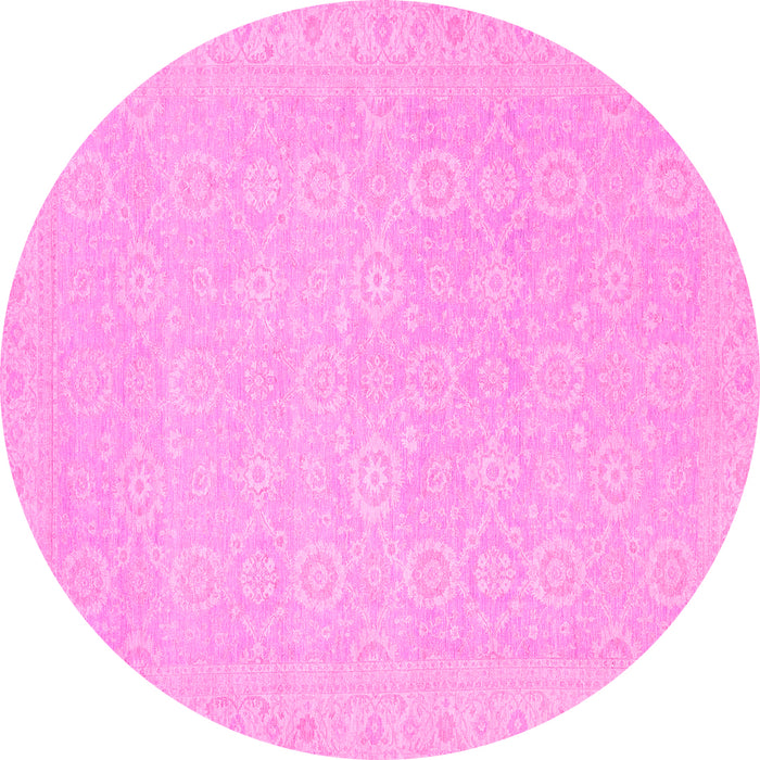 Round Oriental Pink Traditional Rug, abs2761pnk