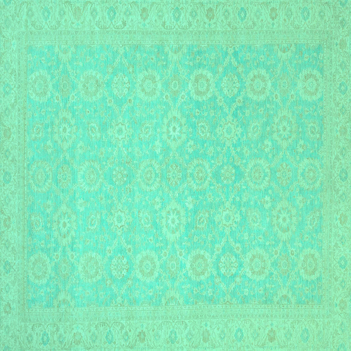 Square Machine Washable Oriental Turquoise Traditional Area Rugs, wshabs2761turq