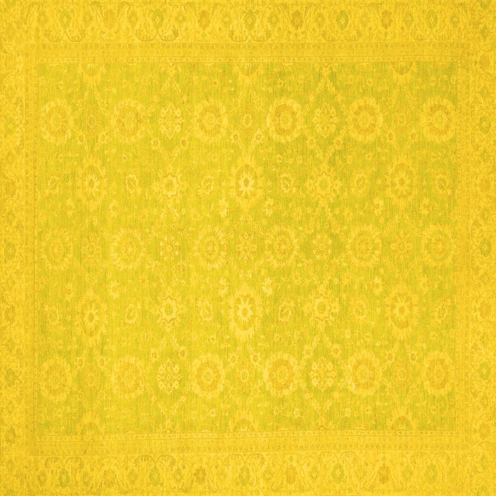 Square Machine Washable Oriental Yellow Traditional Rug, wshabs2761yw