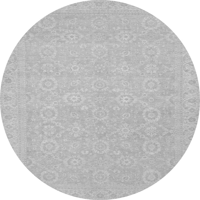 Round Machine Washable Oriental Gray Traditional Rug, wshabs2761gry