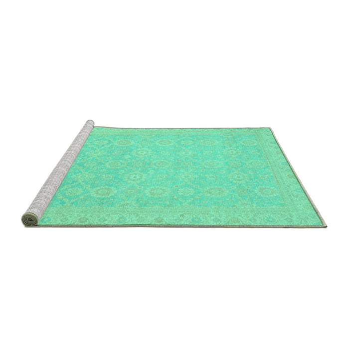Sideview of Machine Washable Oriental Turquoise Traditional Area Rugs, wshabs2761turq