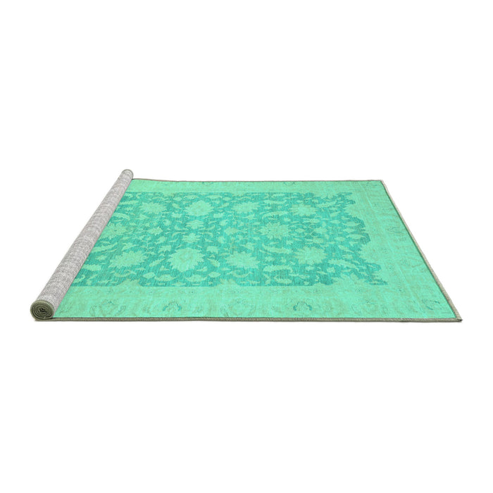 Sideview of Machine Washable Oriental Turquoise Traditional Area Rugs, wshabs2762turq