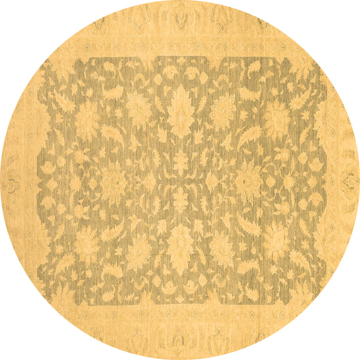 Round Oriental Brown Traditional Rug, abs2762brn