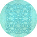 Round Oriental Light Blue Traditional Rug, abs2762lblu