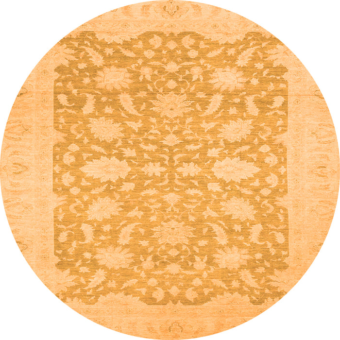Round Oriental Orange Traditional Rug, abs2762org