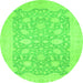 Round Oriental Green Traditional Rug, abs2762grn