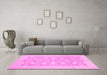 Machine Washable Oriental Pink Traditional Rug in a Living Room, wshabs2762pnk